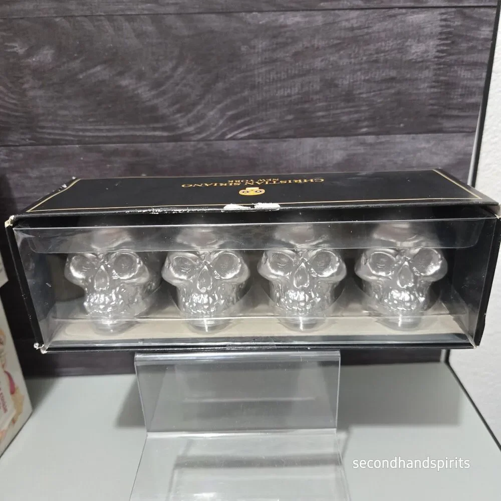 Christian Siriano New York Silver Skull Candles Set 4 Halloween Goth Decor